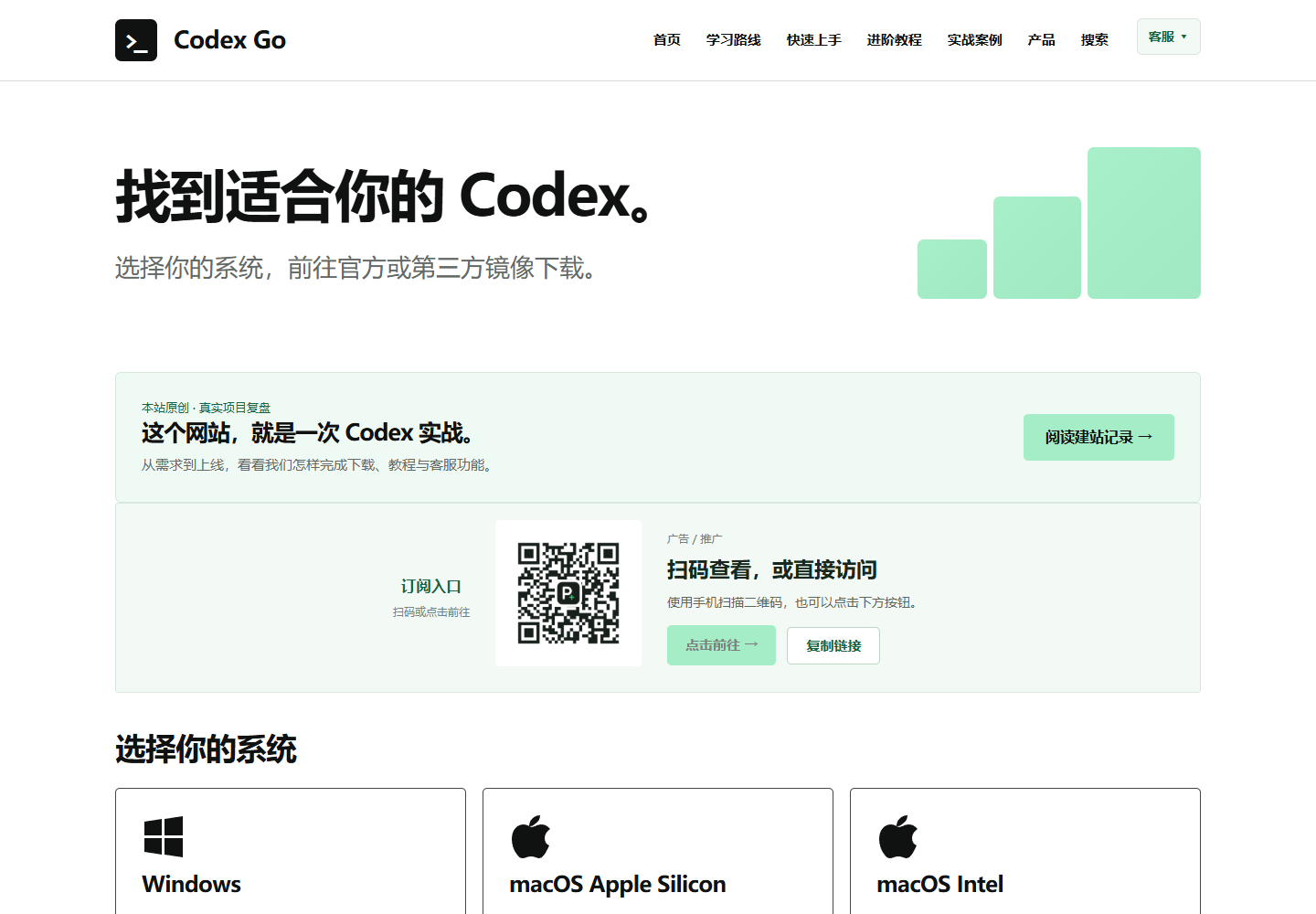 Codex Go 首页实拍
